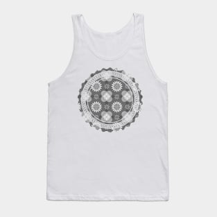 Grey Circle and Flower Pattern Tank Top